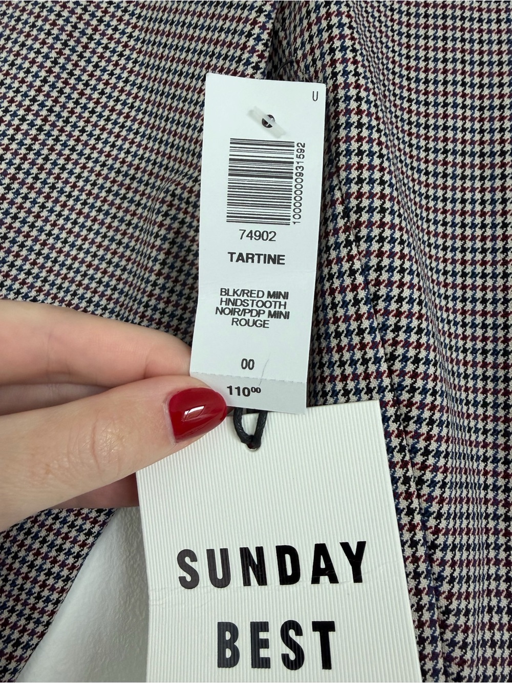 Sunday Best Tartine Houndstooth Blazer in Black and Red
